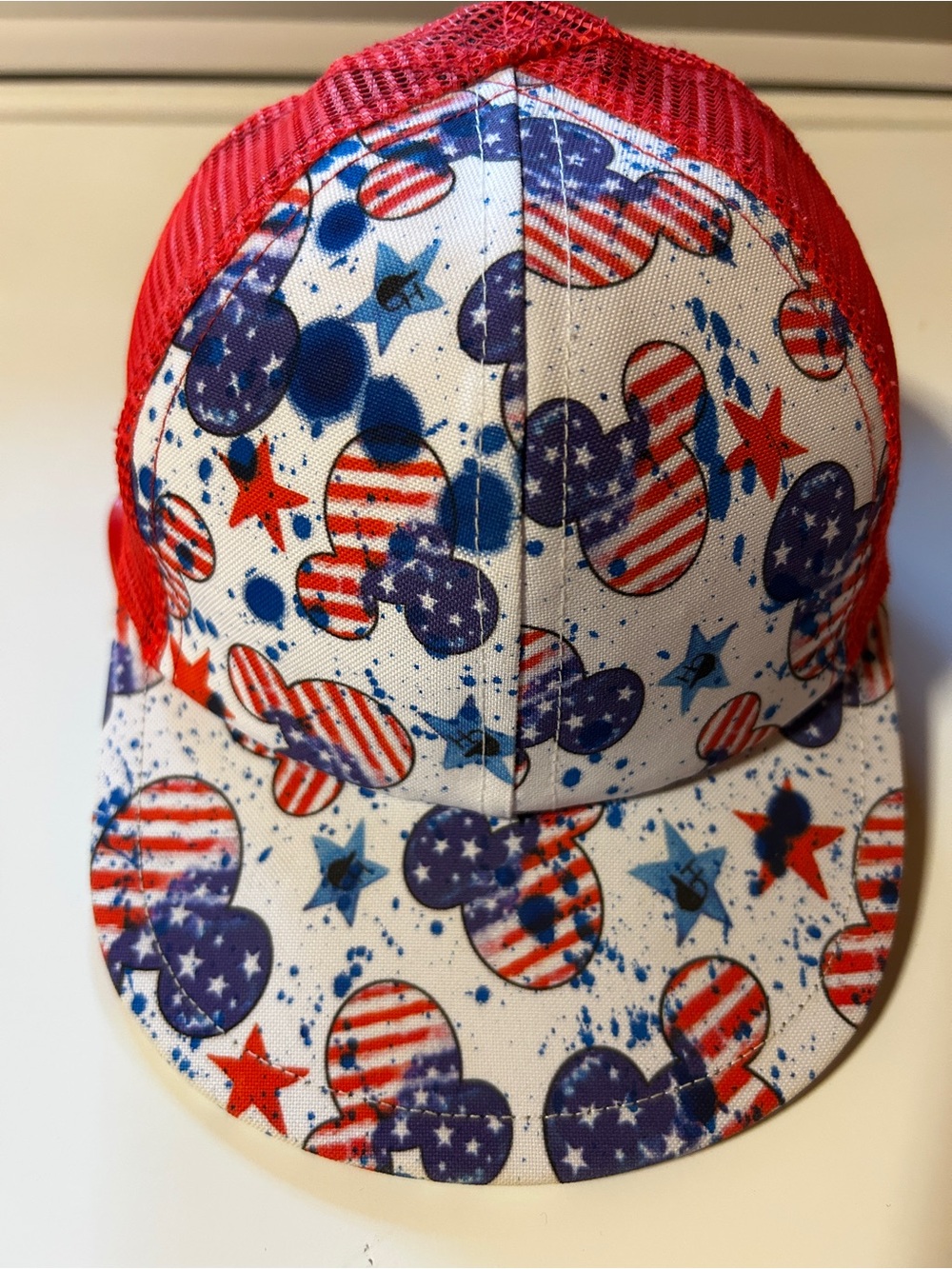 Kids Mickey Mouse Red Patriotic Stars & Stripes Trucker Hat
